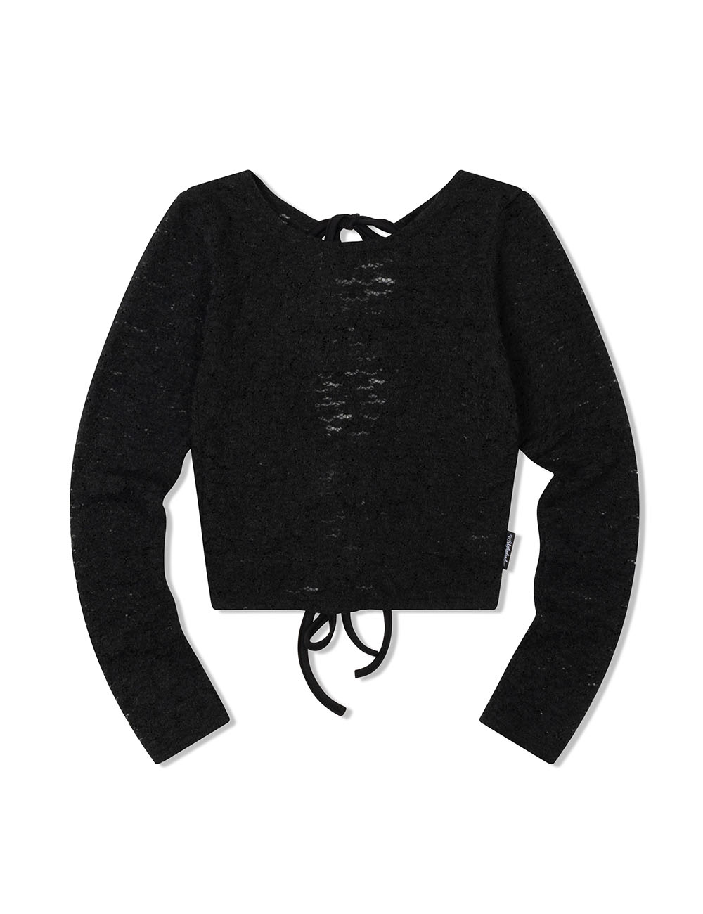 BACK LACE LONG SLEEVE TOP(BLACK)